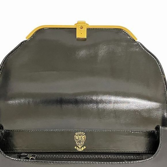 Gucci Old Gucci GG Logo Leather Black Bag Shoulder Bag Women - Picture 7 of 9